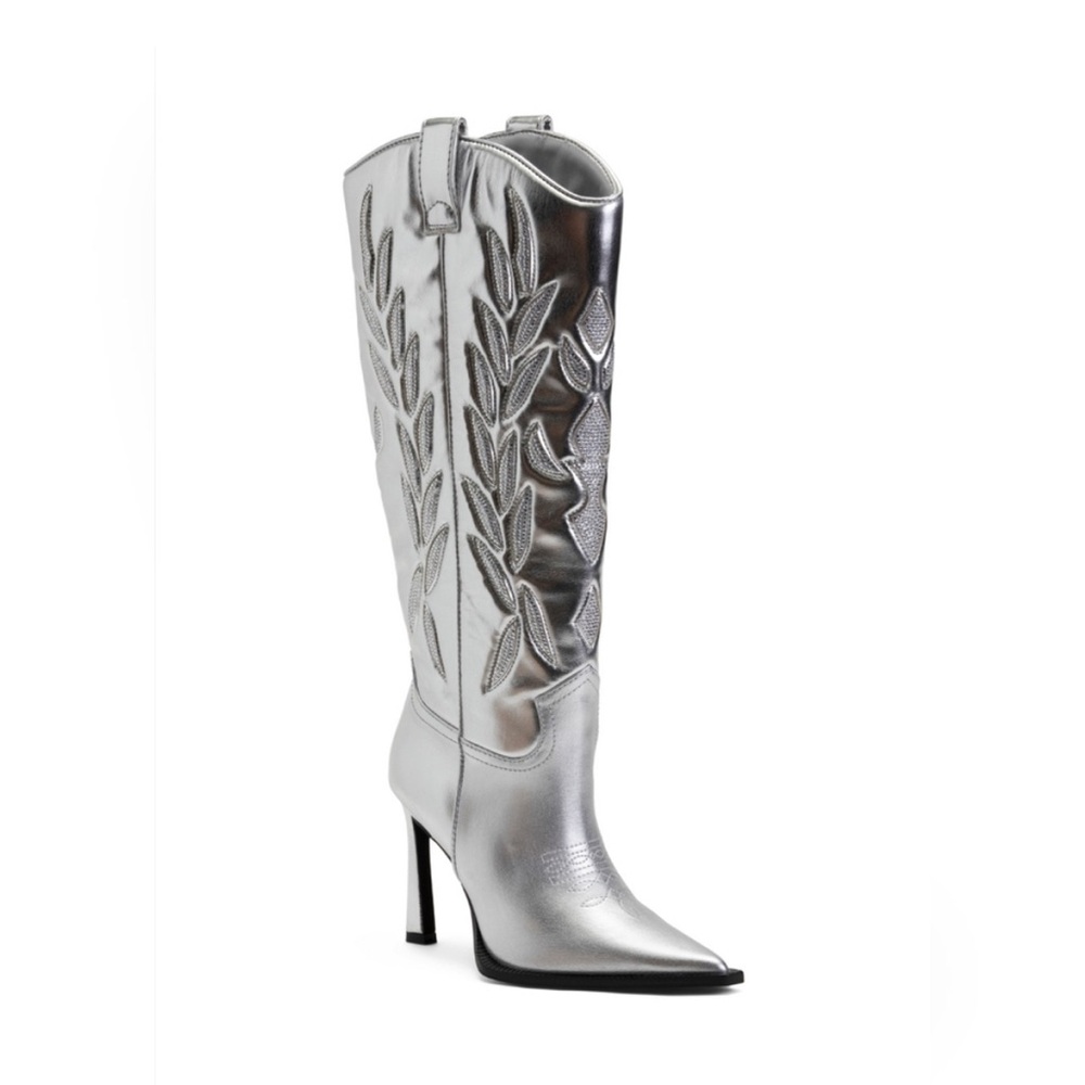 NWT โ๏ธ๐โ๏ธ Steve Madden Kinzee Rhinestone Stiletto Western Tall Dress Boots - Picture 6 of 9